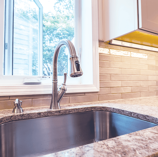 polished stainless steel kitchen faucet